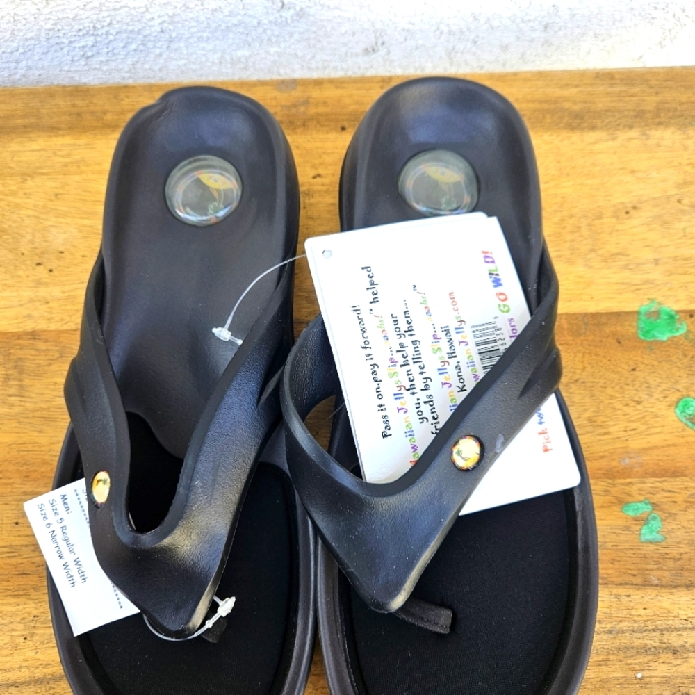 Hawaiian Jellys Ultra Comfort O'o Black Lava Unisex Sandals Women's Siz… - Picture 8 of 16